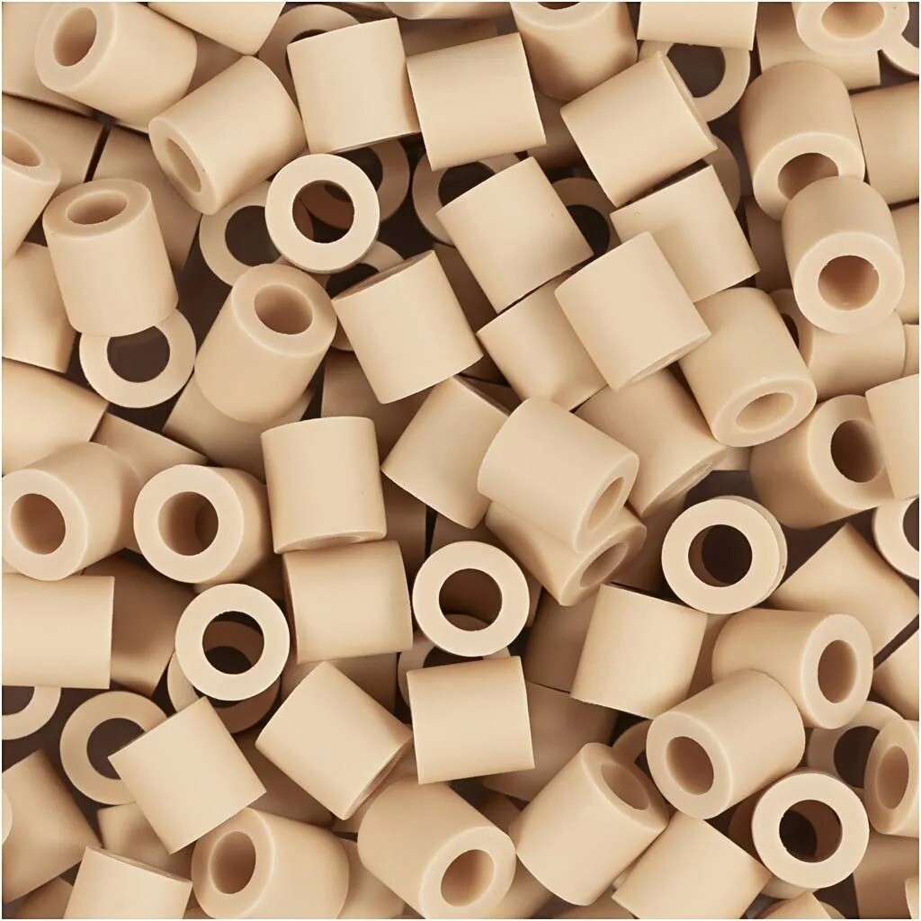Rørperler NABBI BioBeads str. 5x5 mm, hulstr. 2.5 mm, medium, creme, 1000 stk.