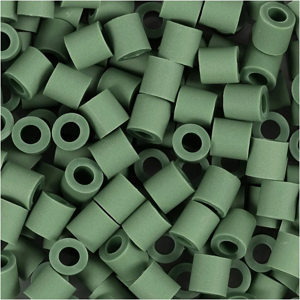 Rørperler NABBI BioBeads str. 5x5 mm, hulstr. 2,5 mm, medium, mørk grøn, 1000 stk.