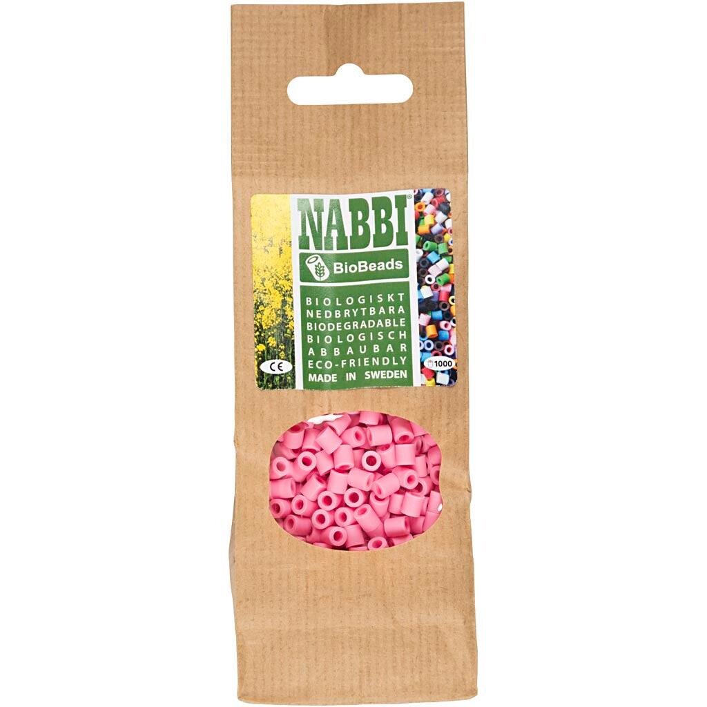 NABBI BioBeads rørperler str. 5x5 mm hulstr. 2.5 mm medium rosa 1000 stk