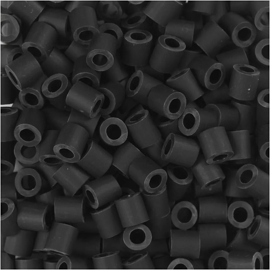 Rørperler NABBI BioBeads str. 5x5 mm, hulstr. 2.5 mm, medium, sort, 1000 stk.