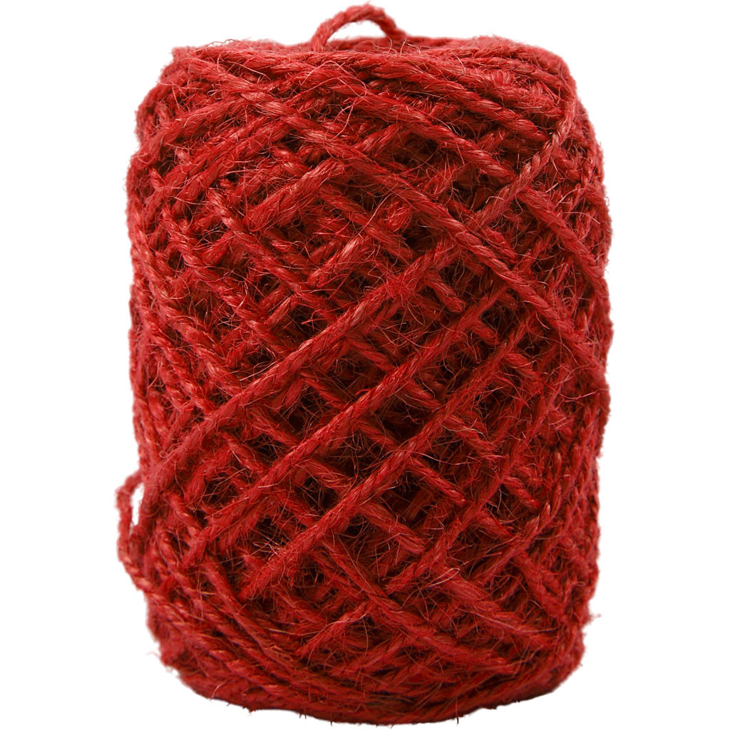 Naturhamp rød snor tykkelse 1-2 mm - 150 meter