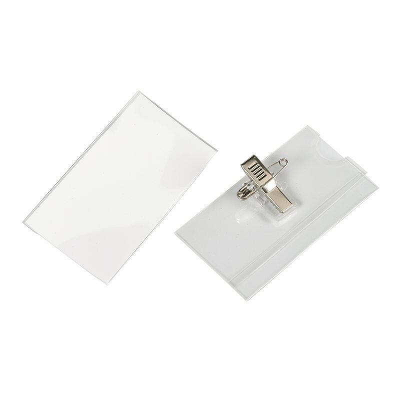 Navneskilte med clips og nål, BNT, 40 x 75 mm - 50 stk