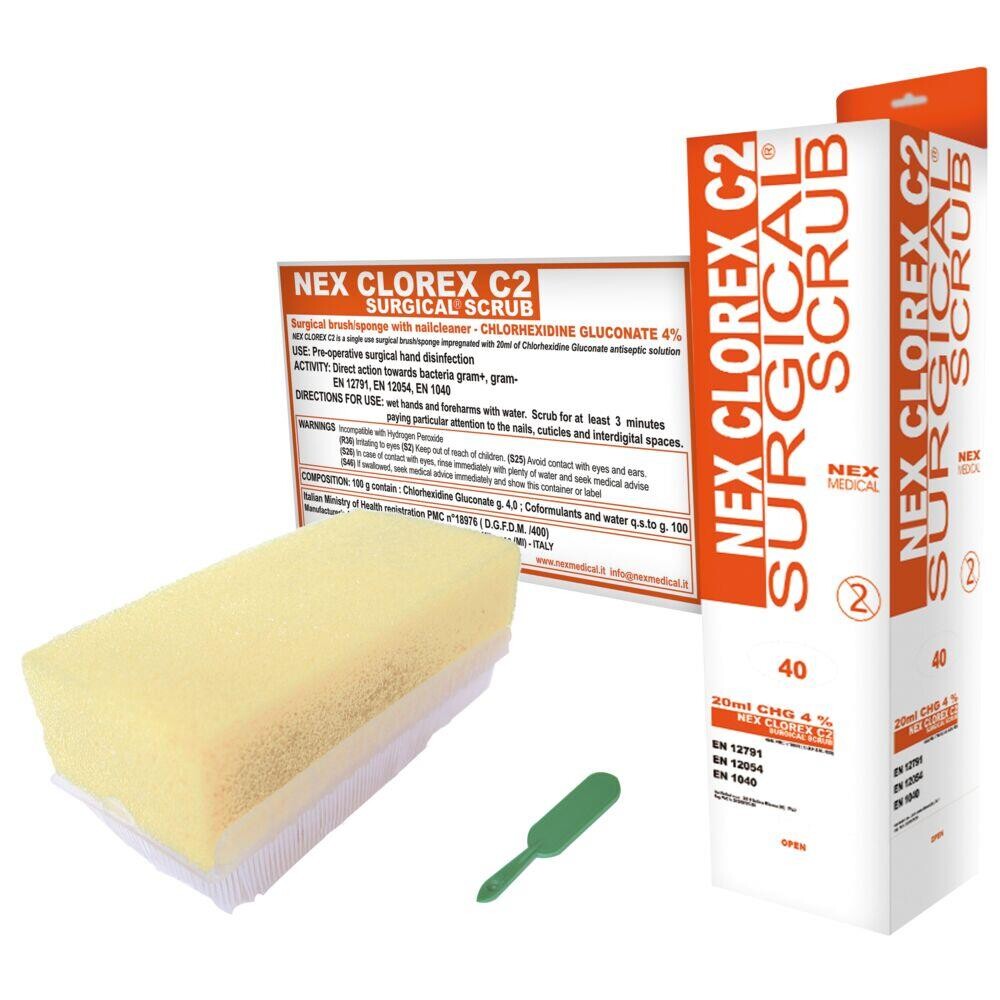Neglebørste, engangs, klorhexidin, med neglerenser - 40 stk