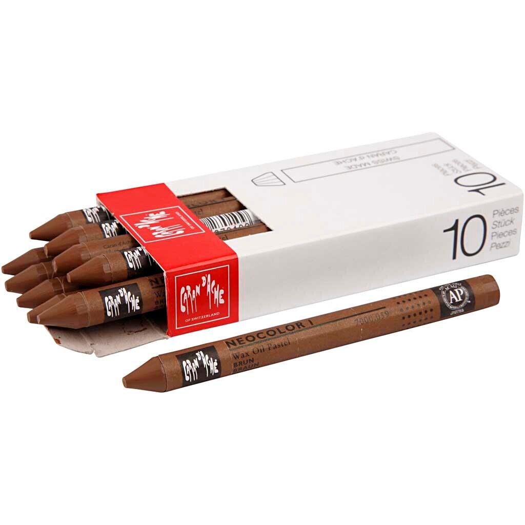 Neocolor I, tykkelse 8 mm, L: 10 cm, brown (059), brun, 10stk.