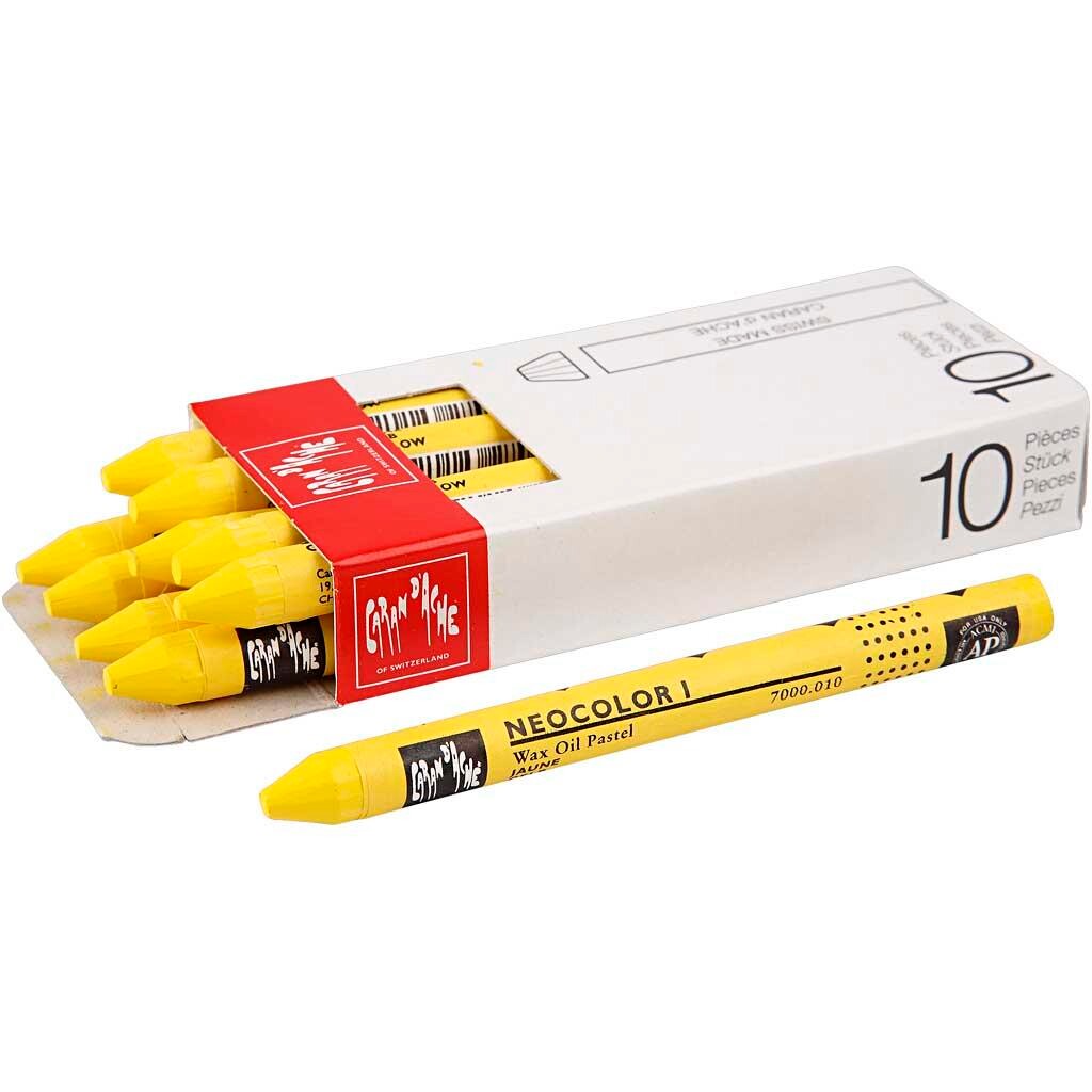 Neocolor I, tykkelse 8 mm, L: 10 cm, gul, yellow (010), primærfarve, 10stk.