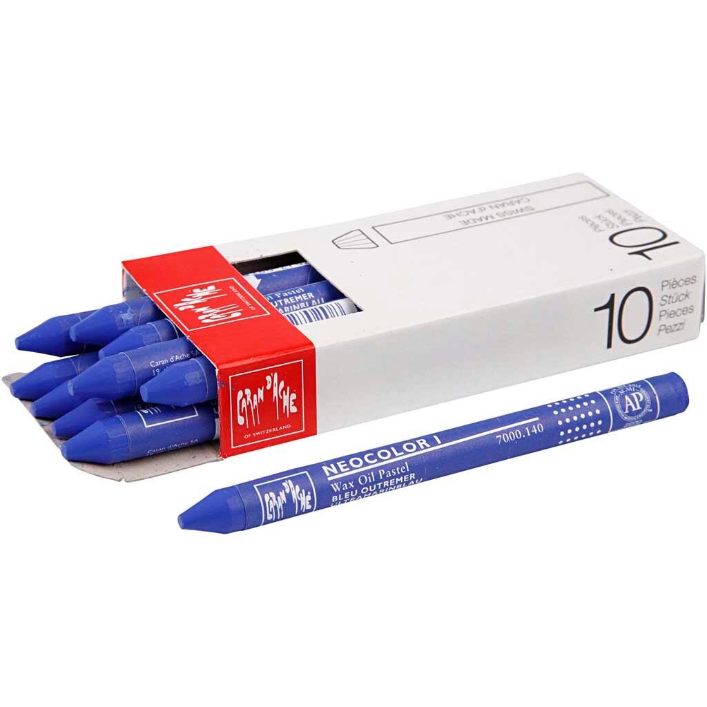 Neocolor I, tykkelse 8 mm, L: 10 cm, marine, ultramarine (140), 10stk.