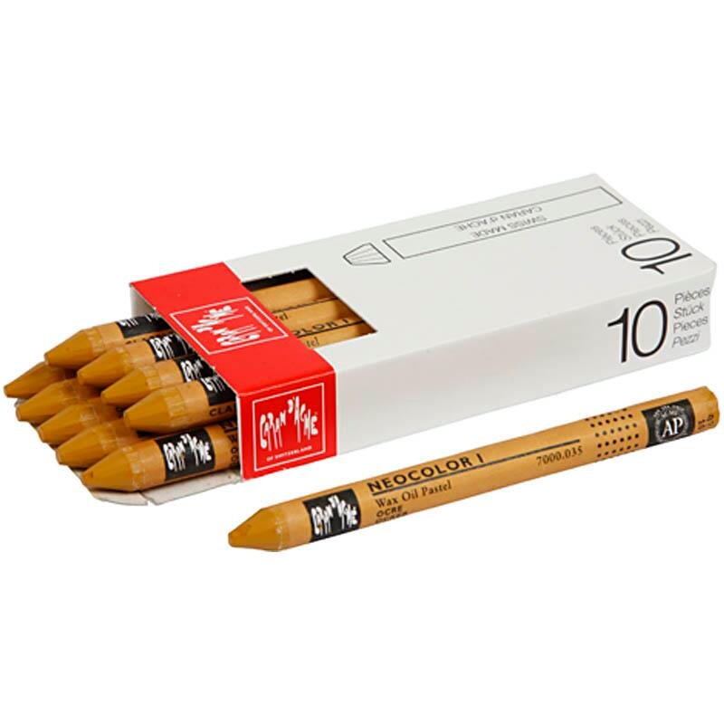 Neocolor I, tykkelse 8 mm, L: 10 cm, ochre (035), okker, 10stk.
