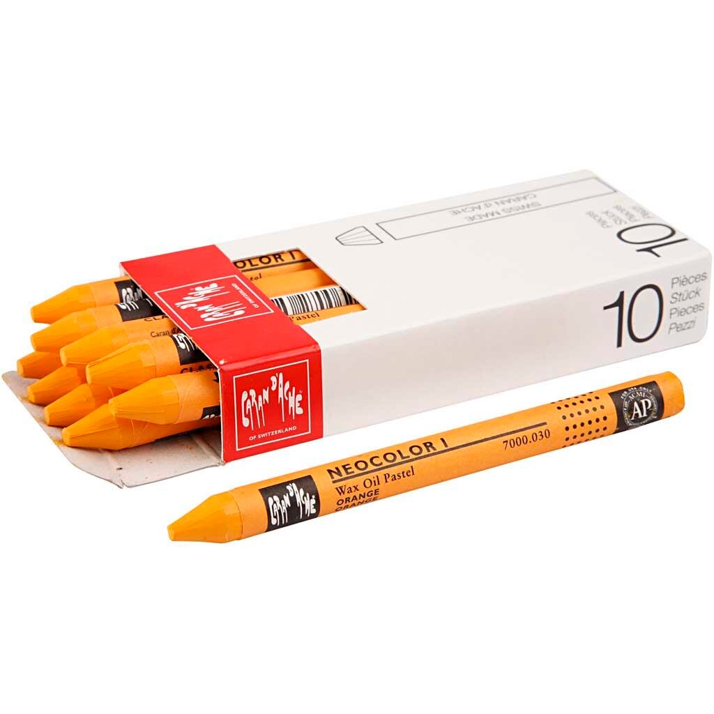 Neocolor I, tykkelse 8 mm, L: 10 cm, orange, orange (030), 10stk.