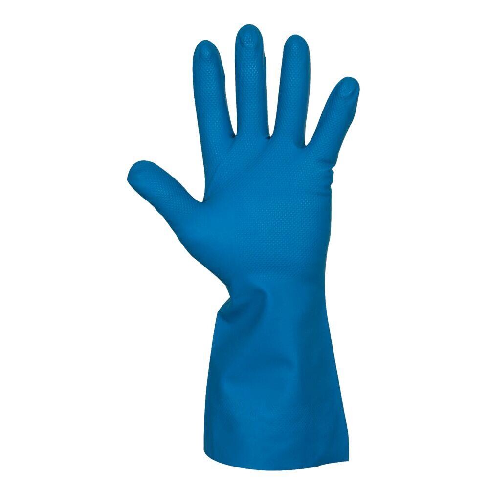 Husholdningshandsker - Interface Plus - Nitril - Blå - Str. 7 - Med velour - 12 stk