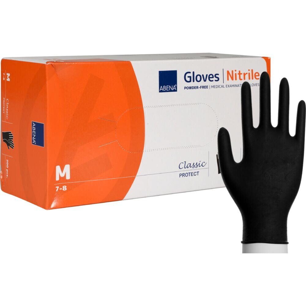 Nitrilhandsker - ABENA Classic Protect Sort Str. M Pudderfri - 200 stk
