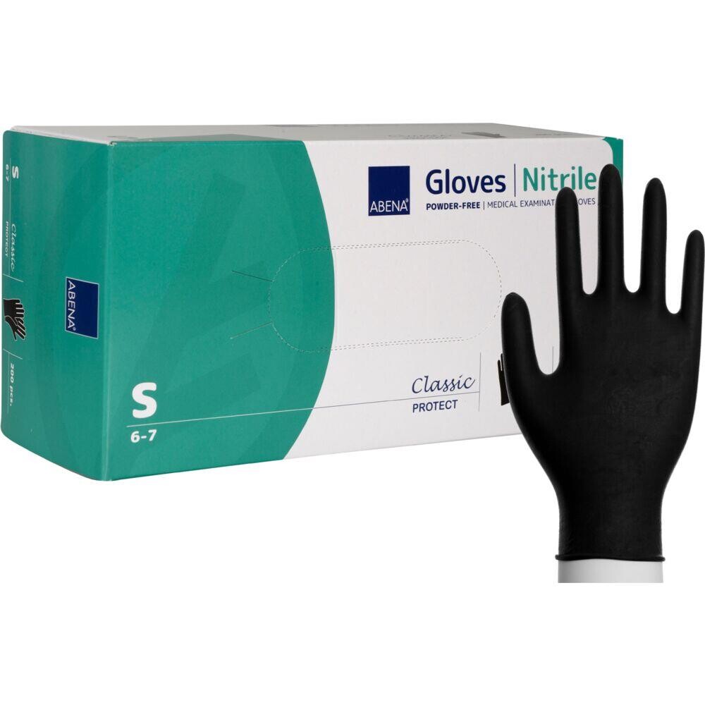 Nitrilhandsker - ABENA Classic Protect - S - sort - pudderfri - 200 stk
