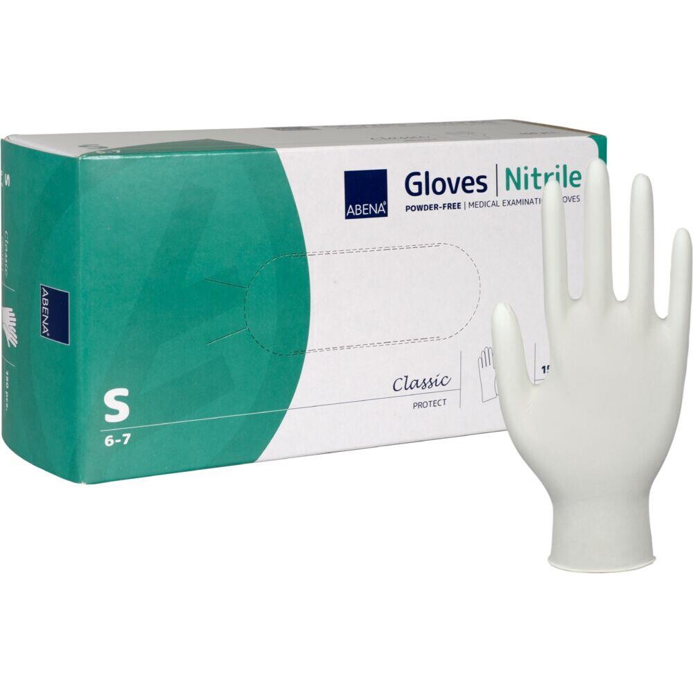 Nitrilhandsker - Abena Classic S - Pudderfri - Hvid - 150 stk