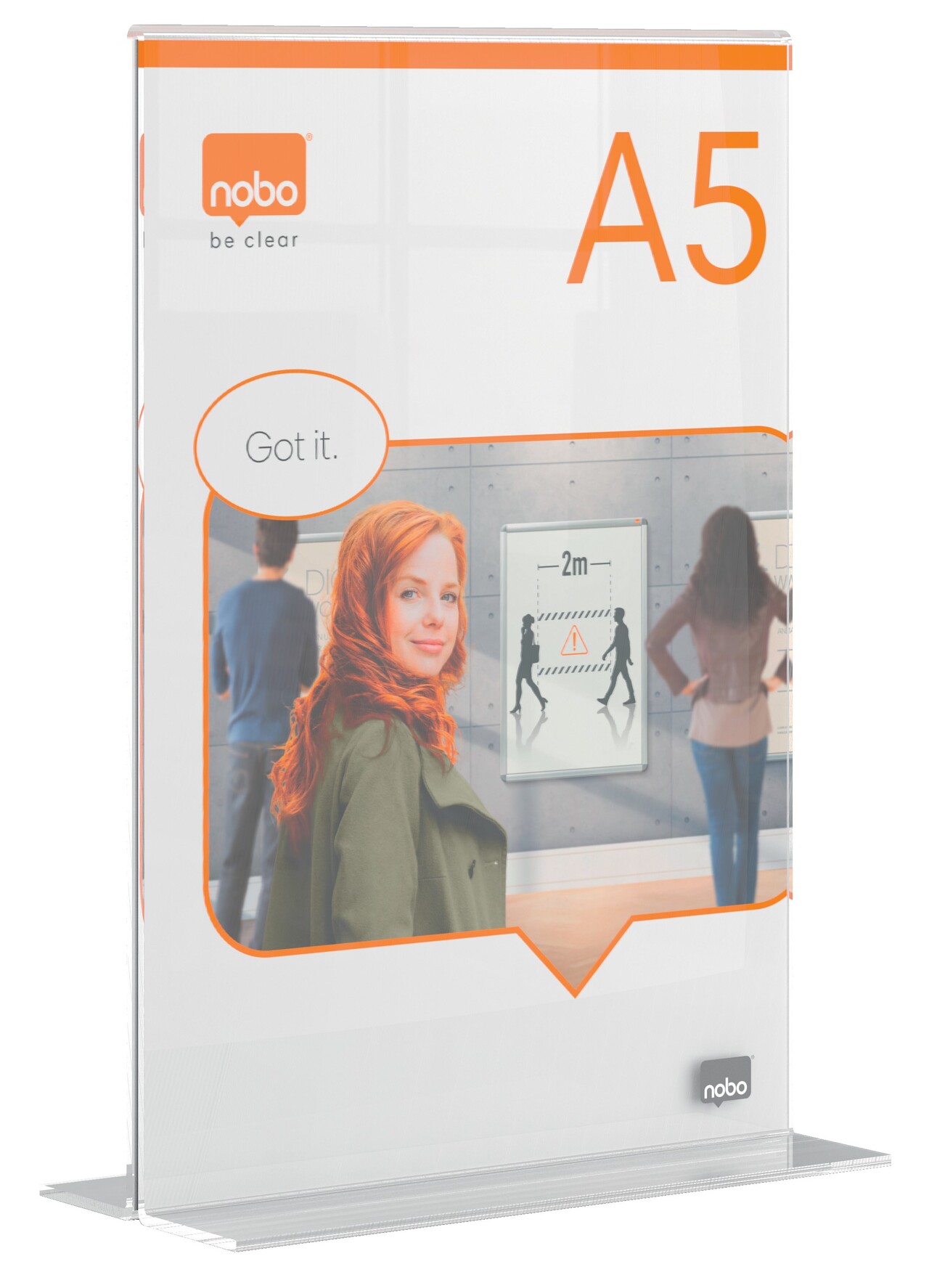 Skilteholder Nobo Premium Plus akryl T-fod A5