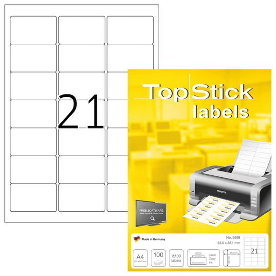 Etiketter print selv TopStick 63,5 x 38,1mm (100)