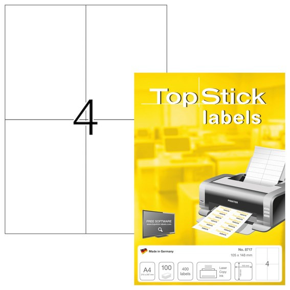 Etiketter print selv TopStick 105x148,5mm (100)
