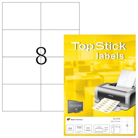 Etiketter print selv TopStick 105x74mm (100)