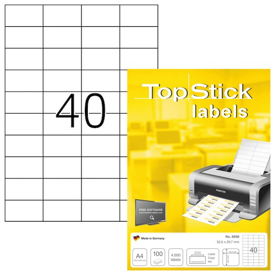 Etiketter print selv TopStick 52,5x29,7mm (100)