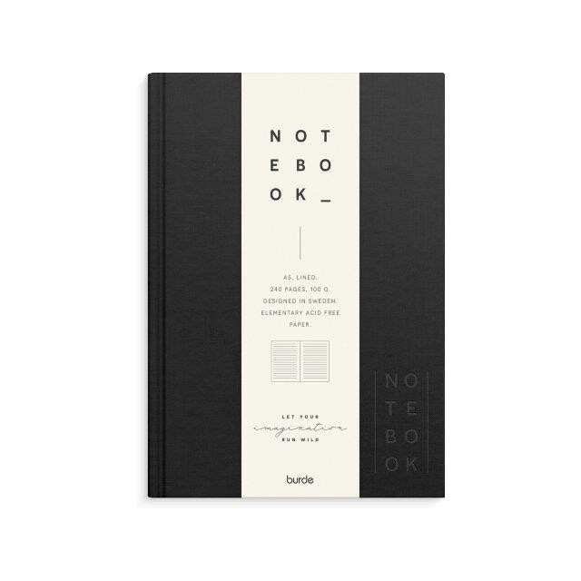 Notesbog - Textile - A5 - Sort - Linjeret