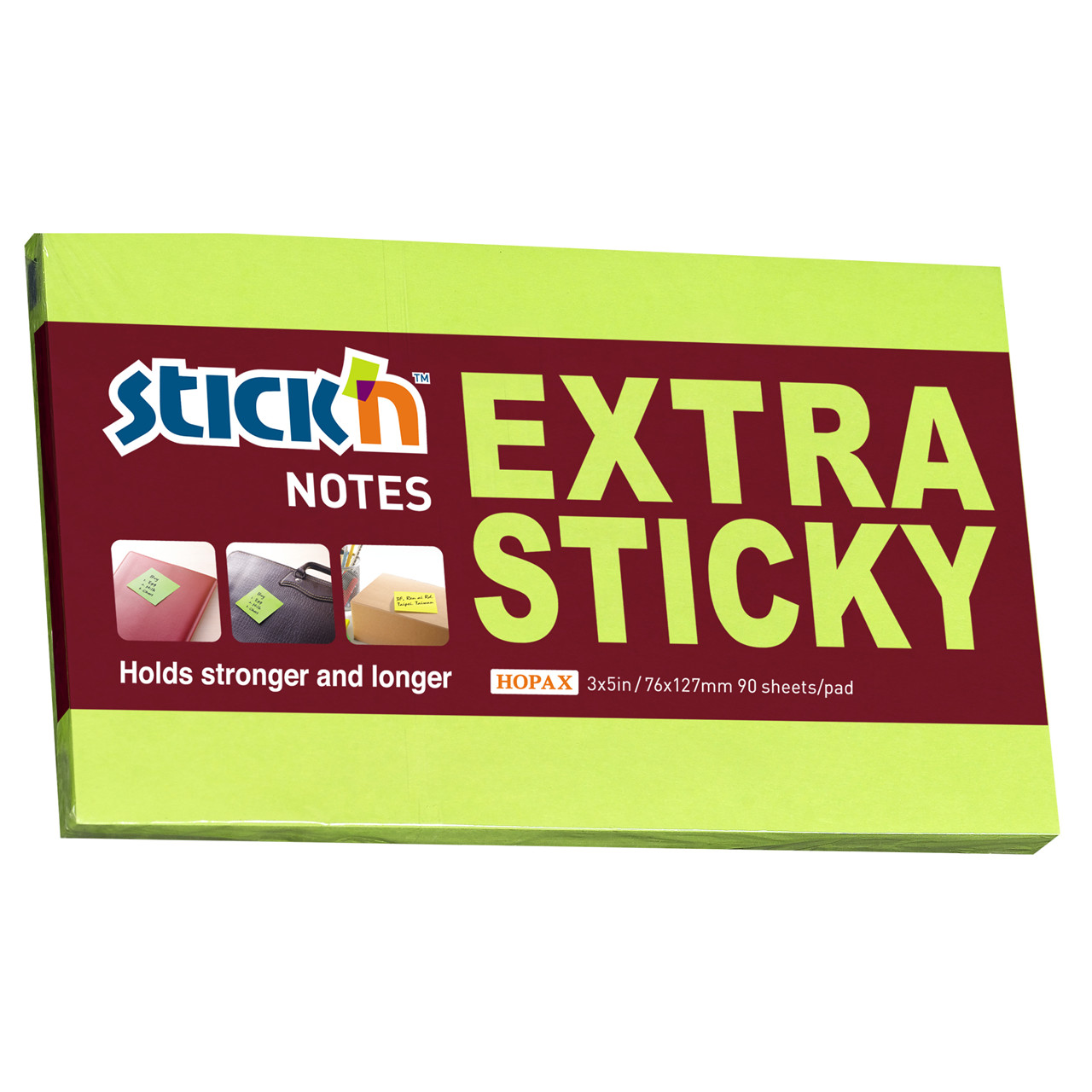 Notes Stick'N Extra Sticky grøn 76x127mm 90blade Køb billigt på
