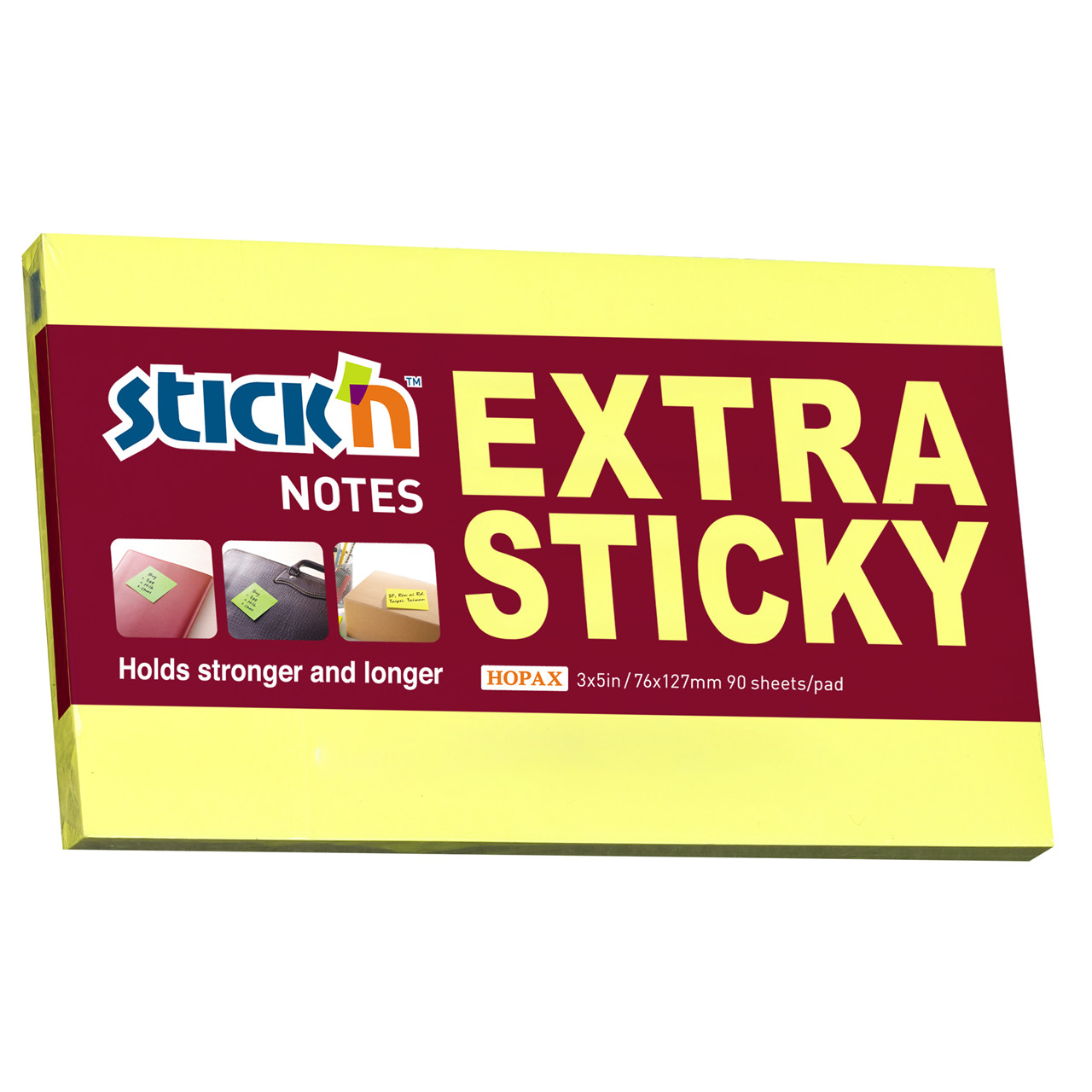 Notes Stick'N Extra Sticky gul 76x127mm - 6 blokke á 90 blade