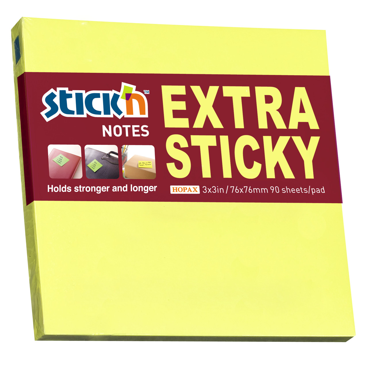 Notes - Stick'N Extra Sticky gul 76x76mm - 12 blokke