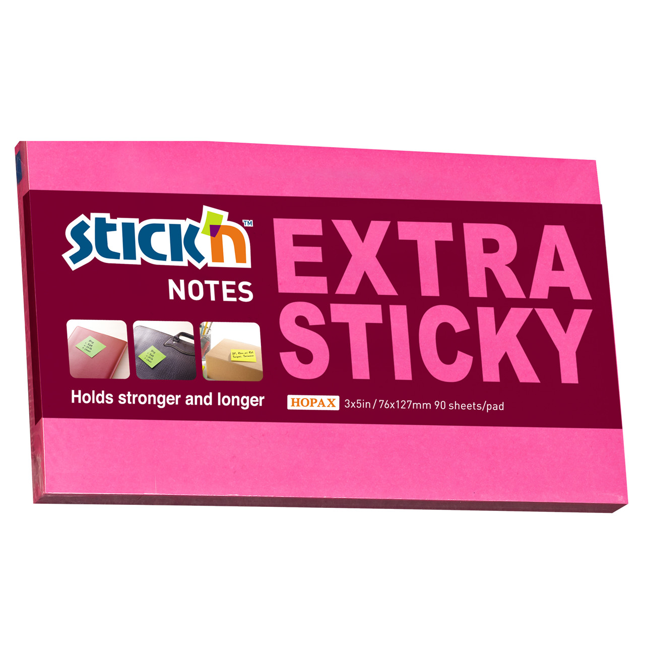 Notes Stick'N Extra Sticky rød 76x127mm - 6 blokke á 90 blade