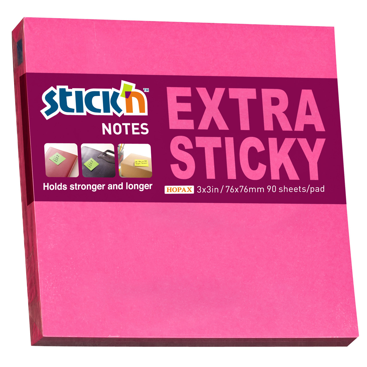 Notes – Stick’N Extra Sticky – rød – 76 x 76 mm – 12 blokke á 90 blade