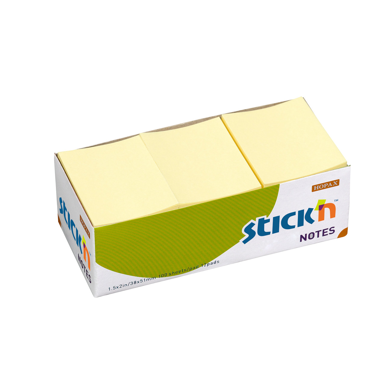 Notes Stick'N gul 38x50mm - 12 blokke á 100 blade