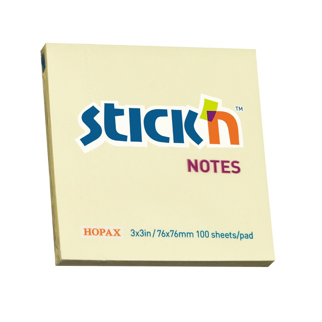 Notes Stick'N gul 76x76mm - 12 blokke á 100 blade
