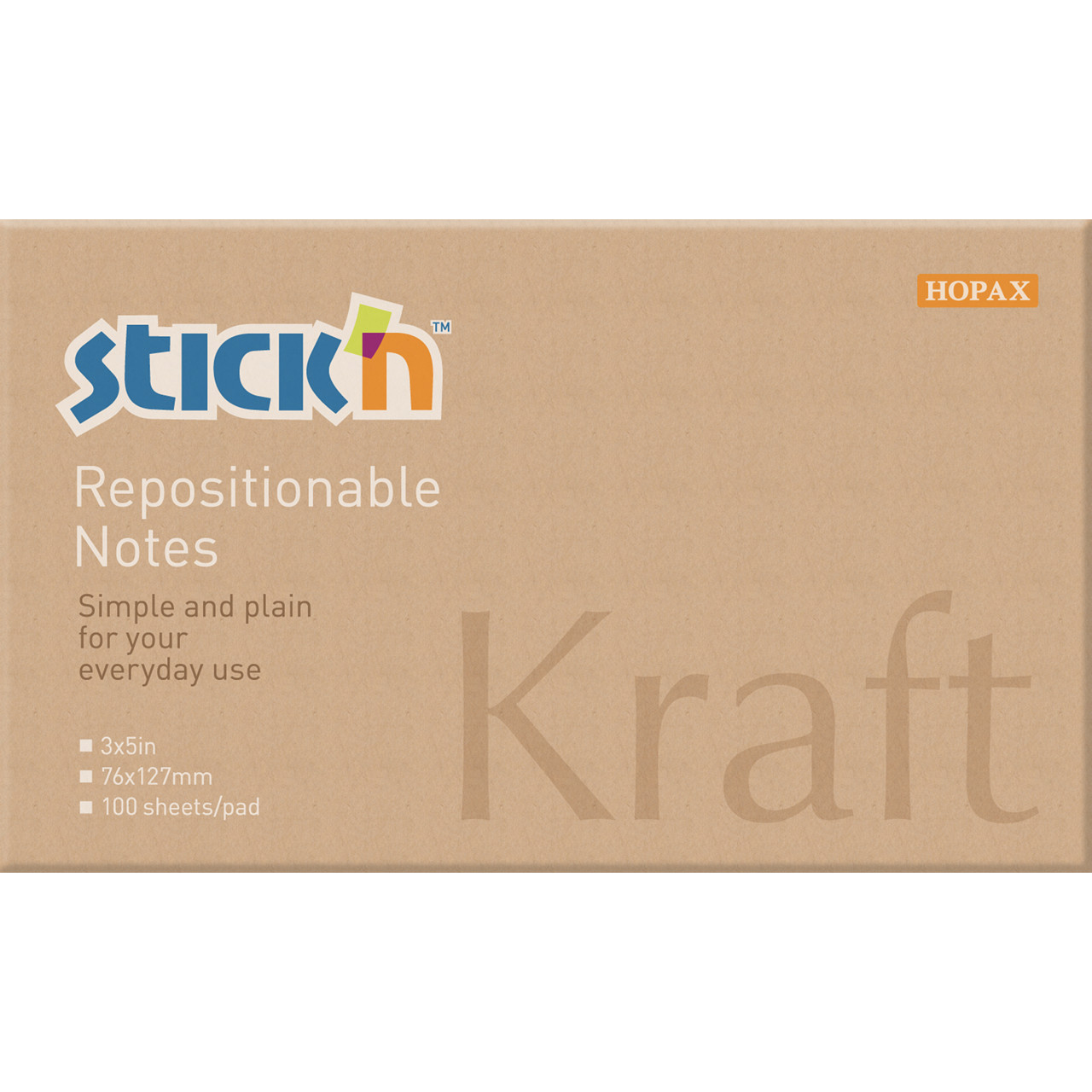 Notesblok - Stick'N Kraftblock 76x127mm - Brun - 100 blade - 12 stk