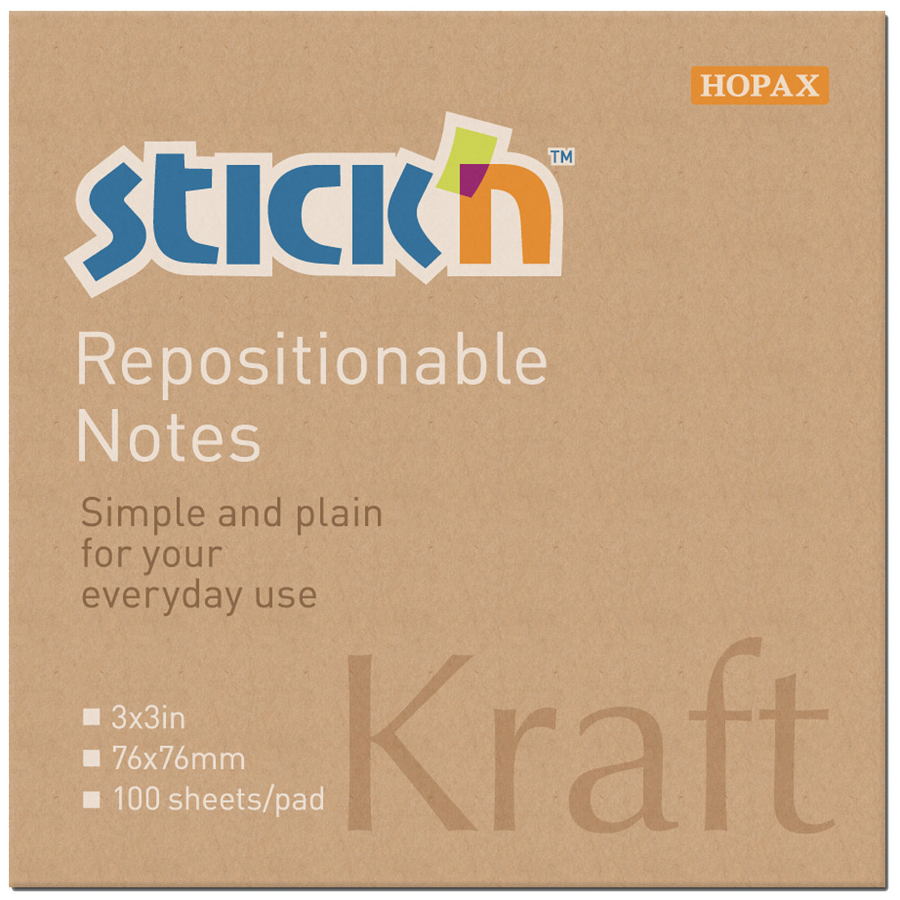 Notes – Stick’N Kraftblock – Brun – 76×76 mm – Genbrug – 12 blokke