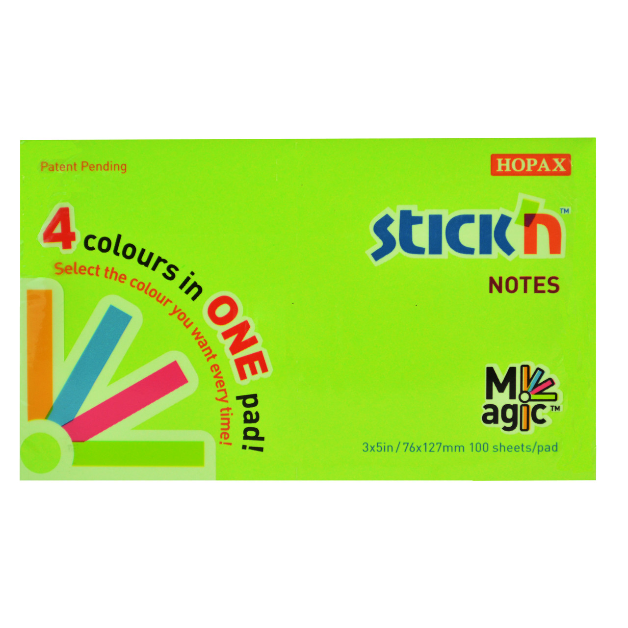 Notes Stick'N Magic Neon 76x127mm 4 farver - 12 blokke á 100 blade