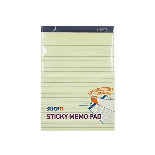 Notes Stick'N memo gul med linier med selvkl. ark 254x178mm 50ark pr. blok