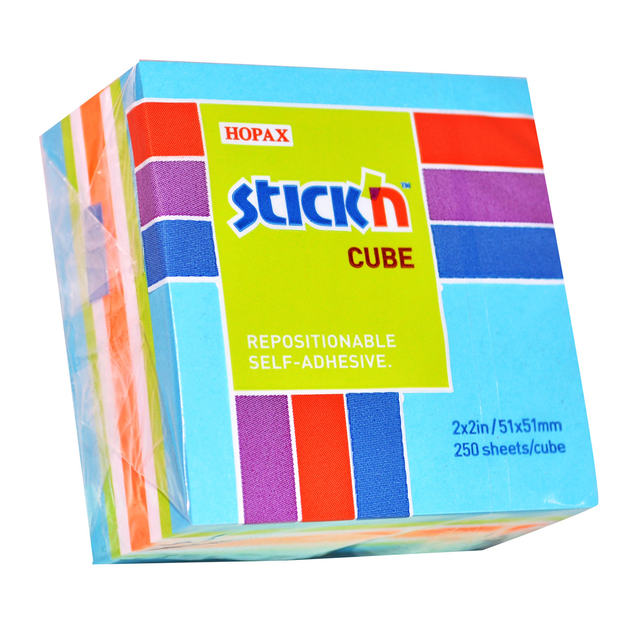 Notes Stick'N Mini Cube blå 51x51mm - 12 blokke á 250 blade