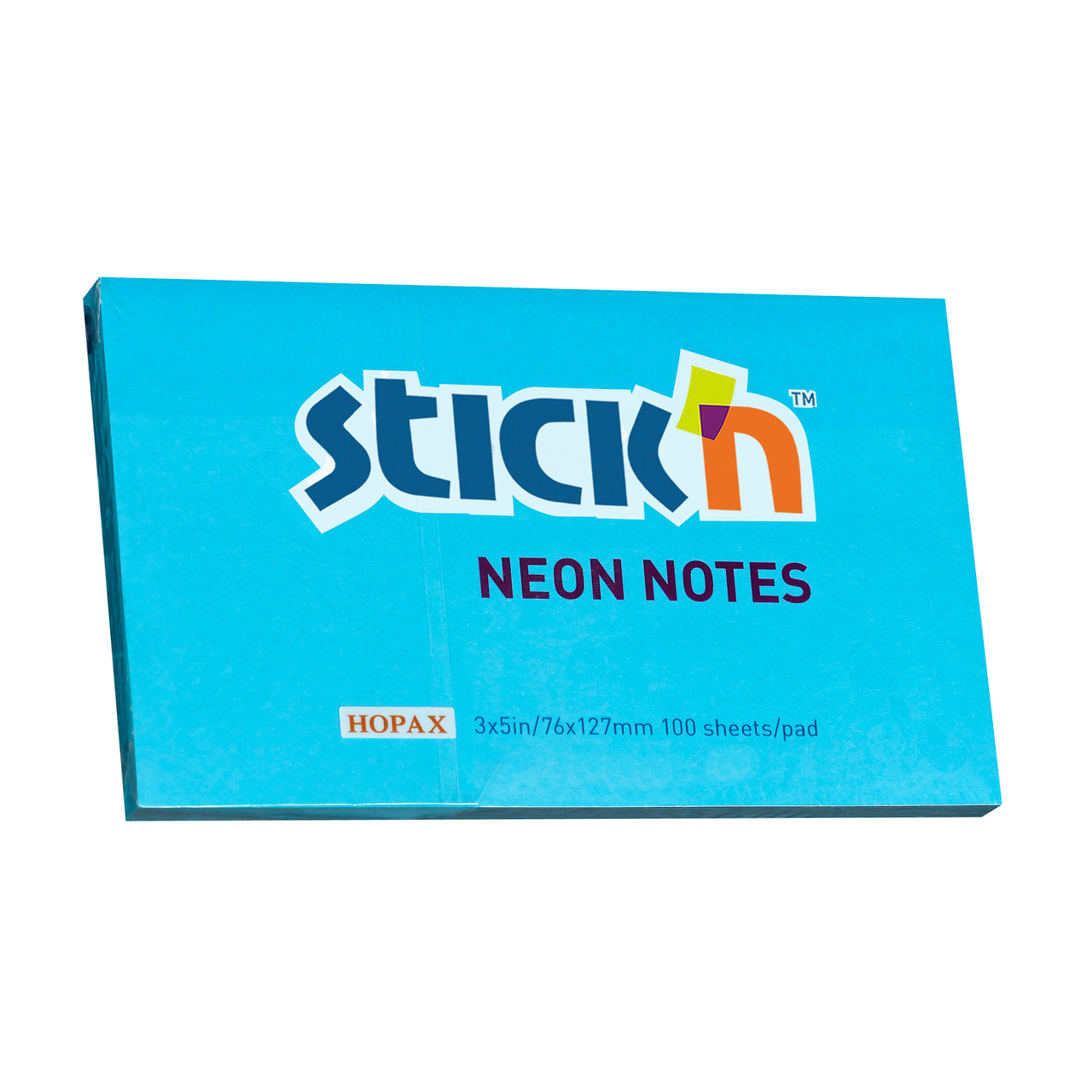 Notes Stick'N NEON blå 76x127mm - 12 blokke á 100 blade