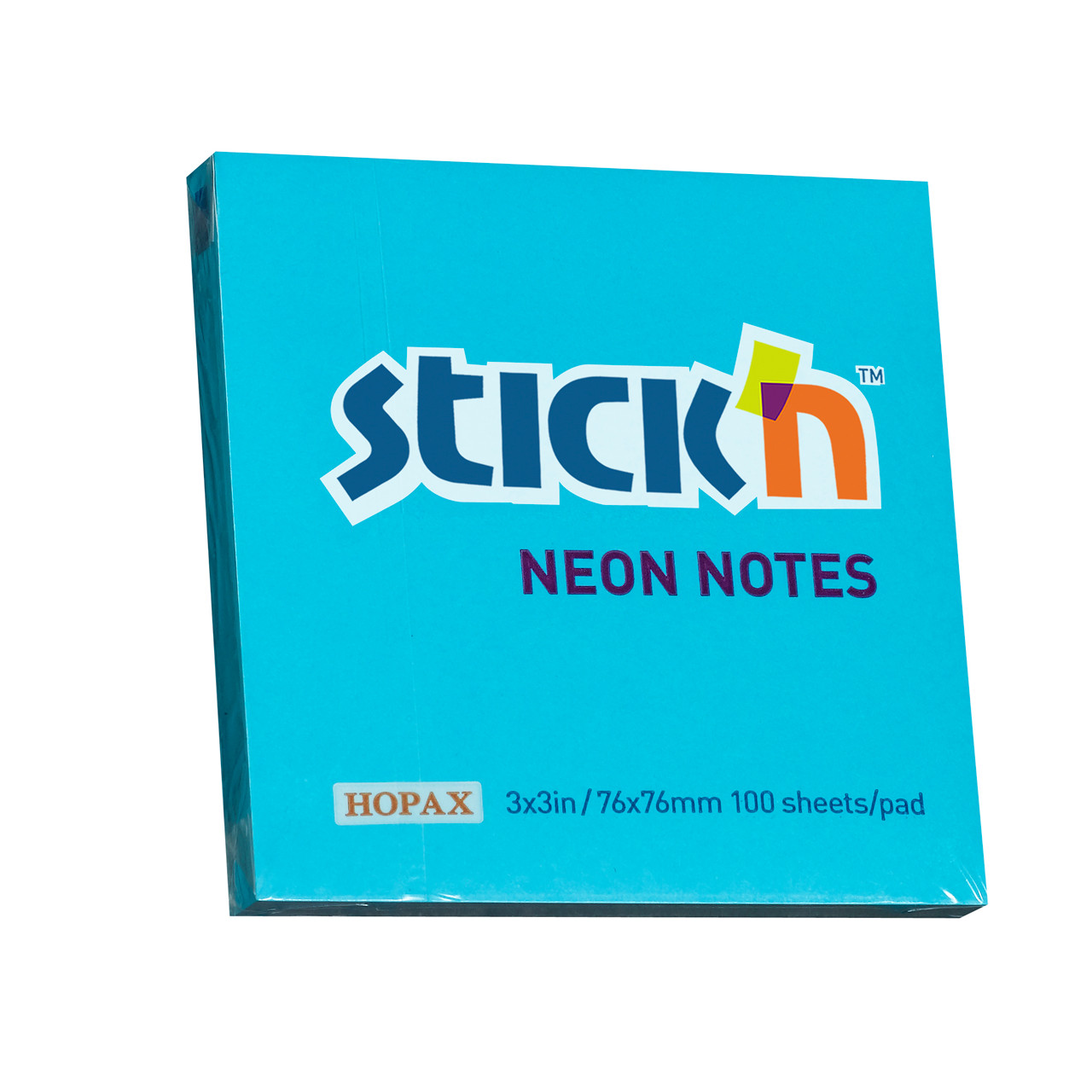 Notes Stick'N NEON blå 76x76mm - 12 blokke á 100 blade