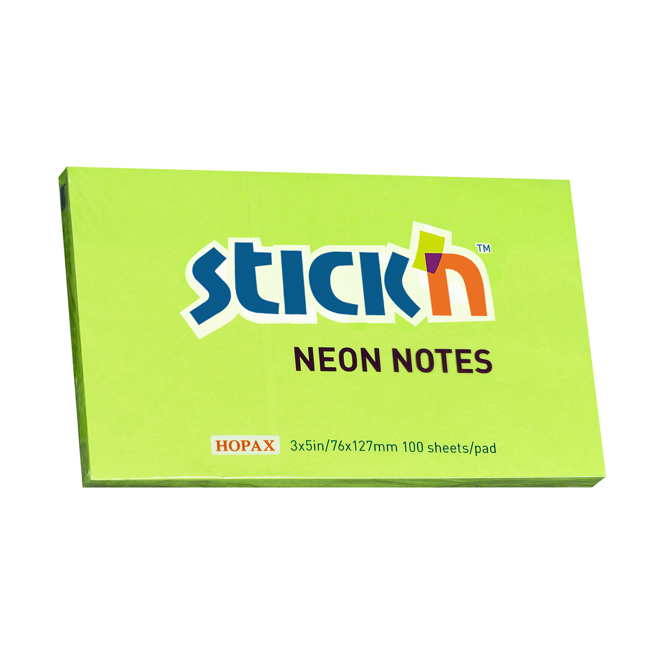 Notes Stick'N NEON grøn 76x127mm - 12 blokke á 100 blade
