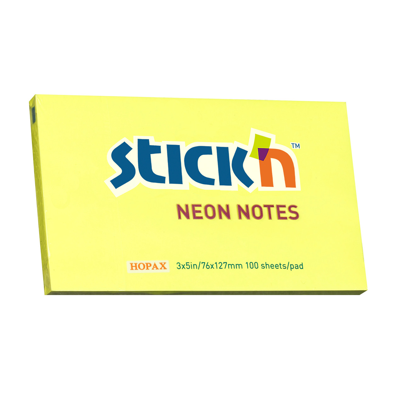 Notes Stick'N NEON gul 76x127mm - 12 blokke á 100 blade