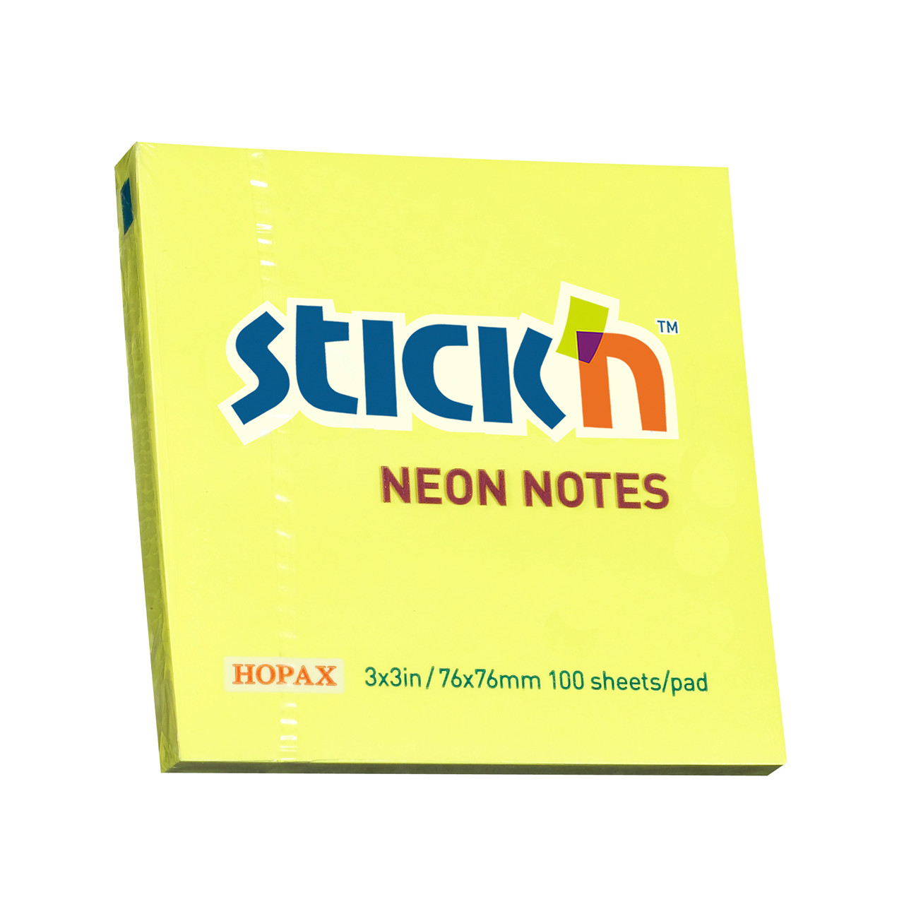 Notes Stick'N NEON gul 76x76mm - 12 blokke á 100 blade