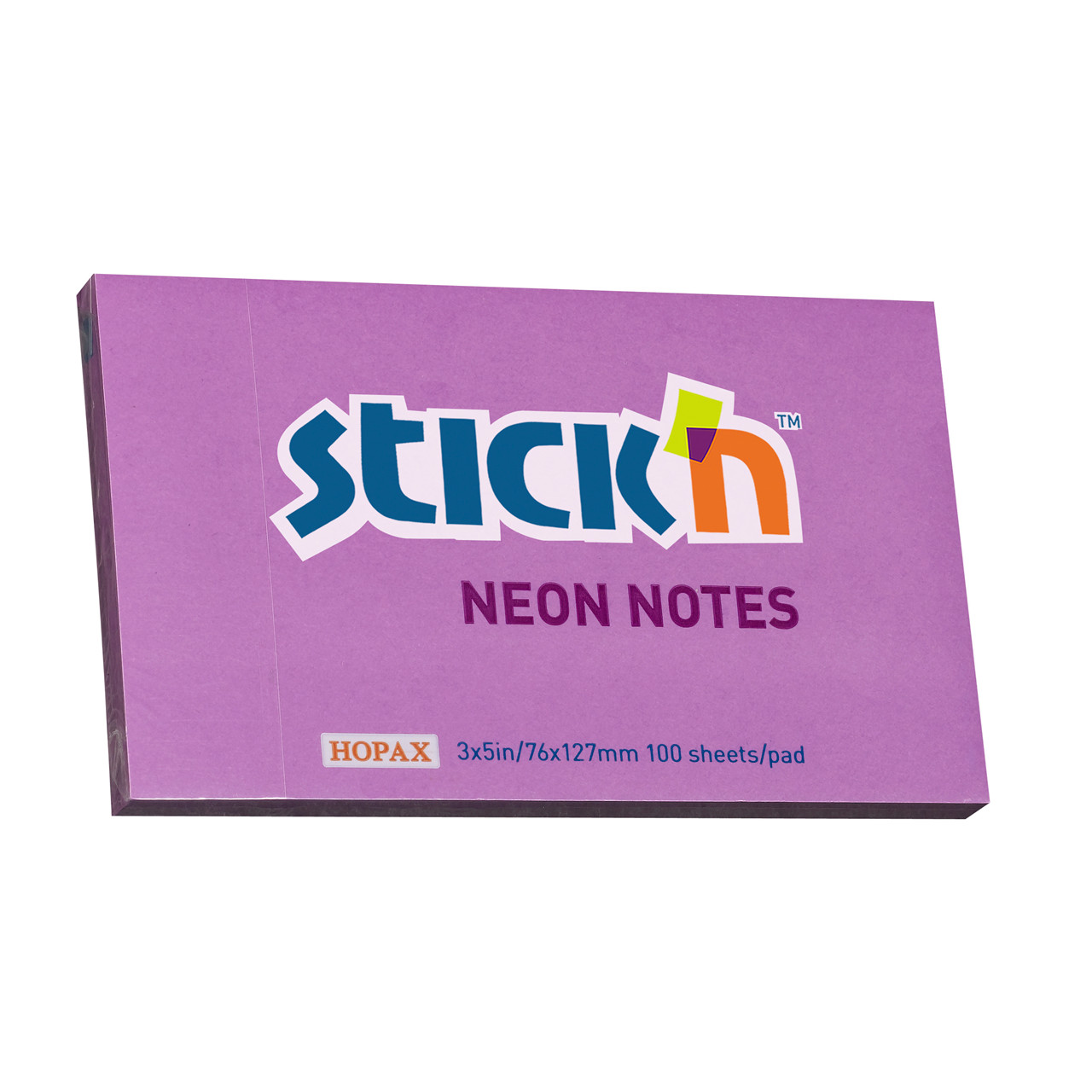 Notes Stick'N NEON lilla 76x127mm - 12 blokke á 100 blade