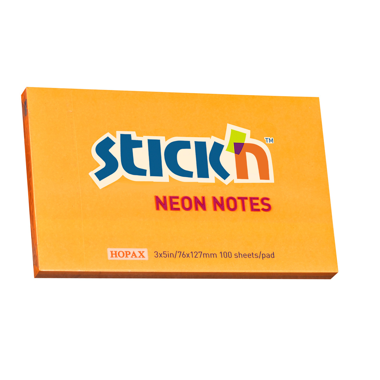 Notes Stick'N NEON orange 76x127mm - 12 blokke á 100 blade