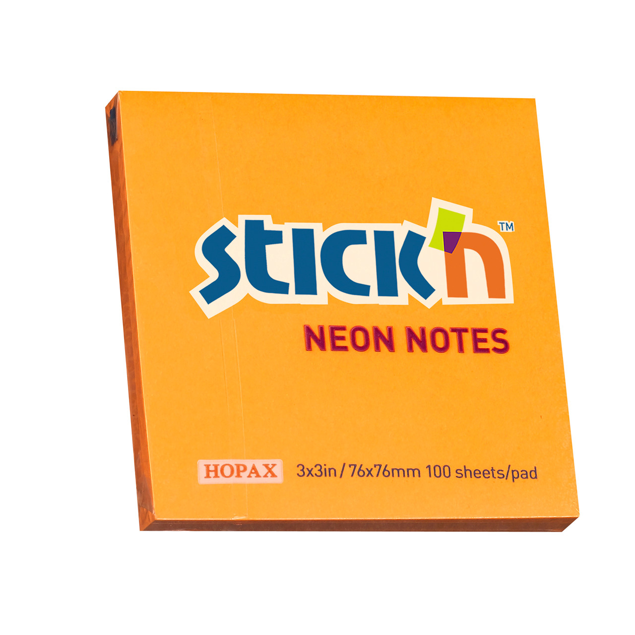 Notes Stick'N NEON orange 76x76mm - 12 blokke á 100 blade