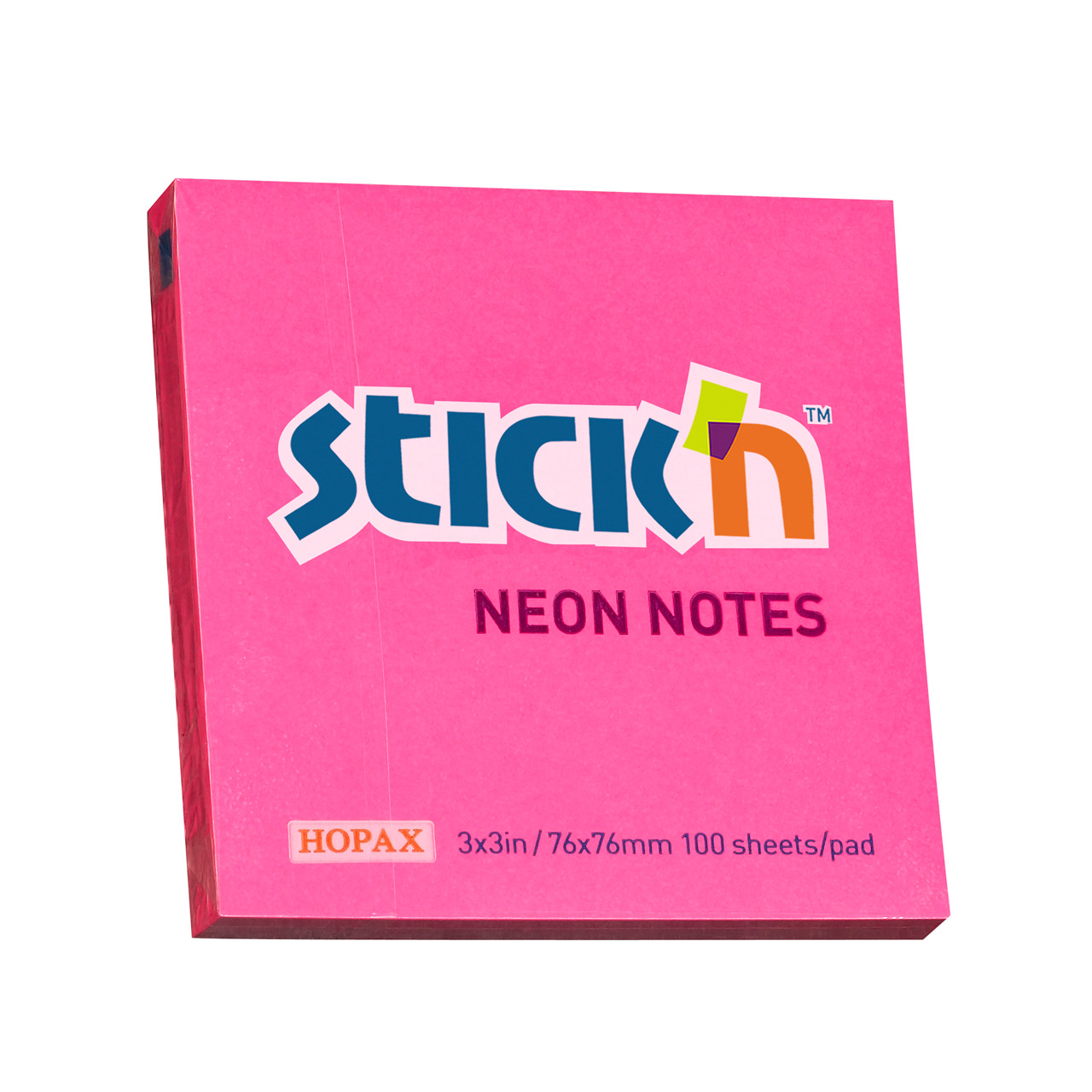 Notes Stick'N NEON rød 76x76mm - 12 blokke á 100 blade
