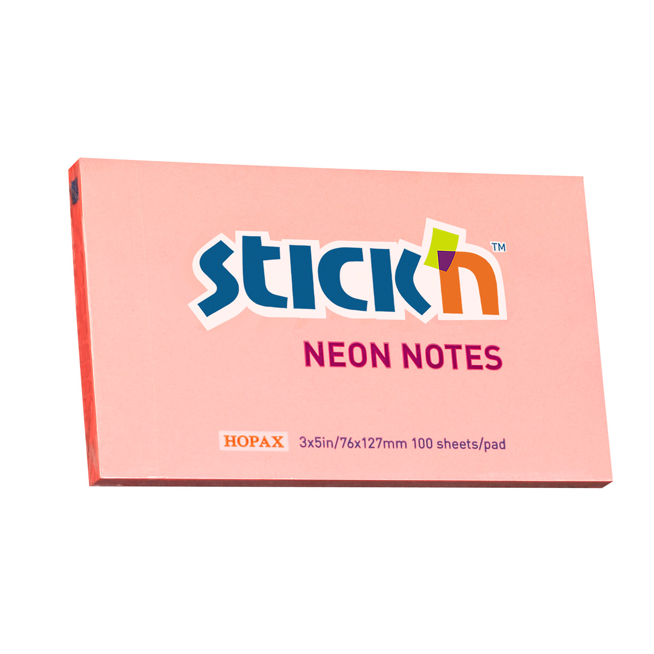 Notes Stick'N NEON rosa 76x127mm - 12 blokke á 100 blade