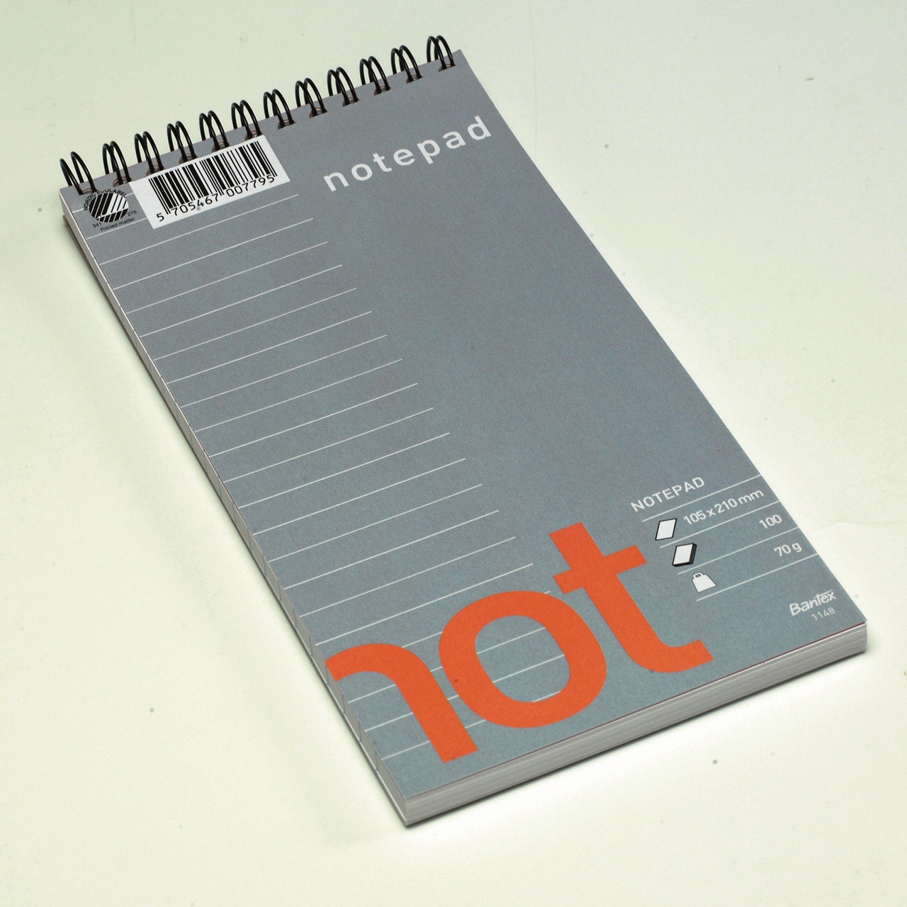 Notesblok Bantex 102x210mm linieret Wire-o spiral 70g 100blade - 10 stk
