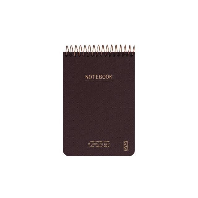 Notesbog KOZO A6 Premium Coffee linieret 80 sider 100g - 6 stk