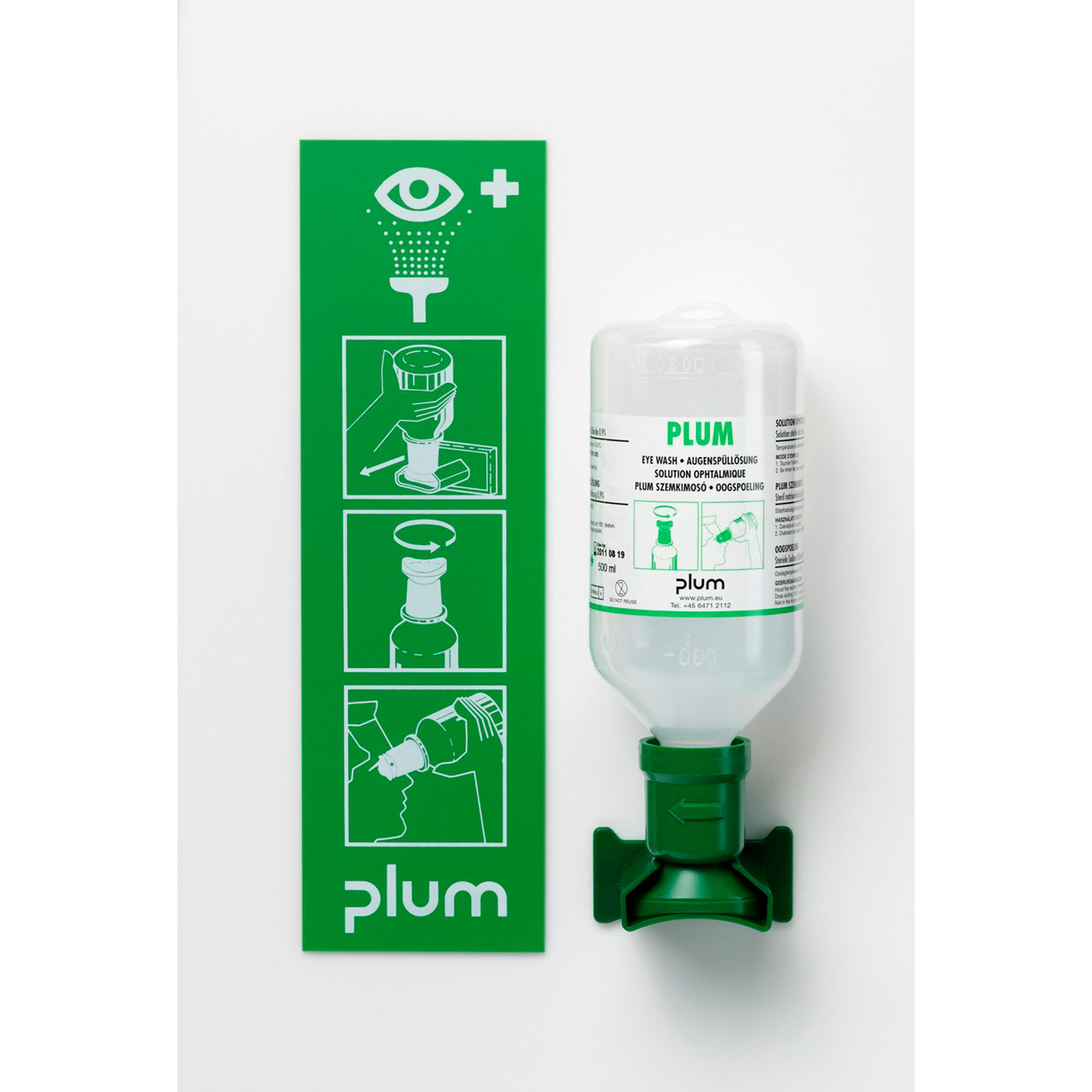 Plum Øjenskyllestation 4611 - Med 1 flaske åben station med piktogram