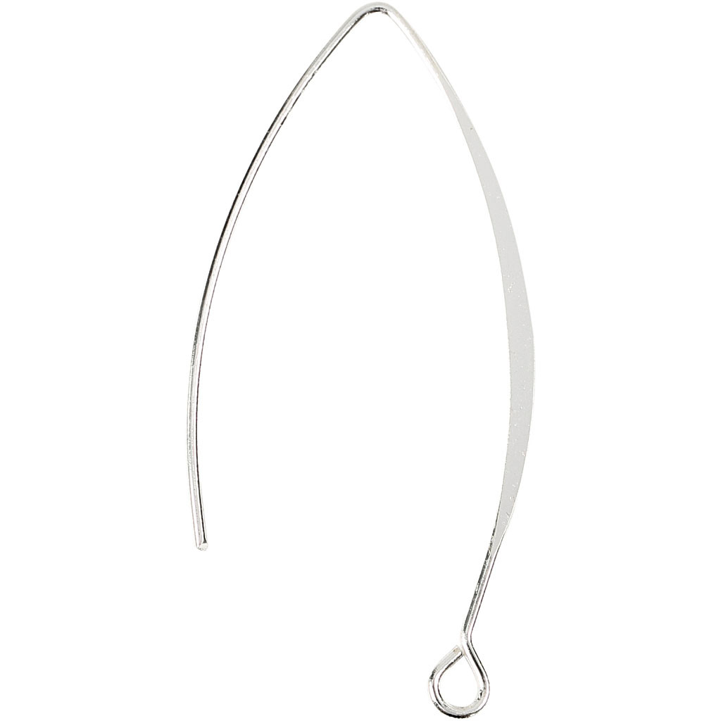 Ørebøjle, H: 42 mm, hulstr. 2 mm, forsølvet, FS, 4stk.