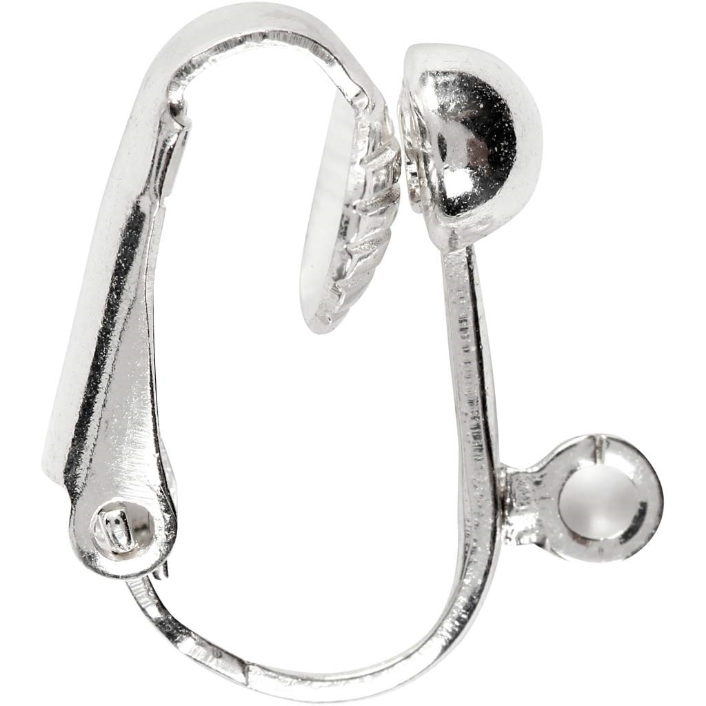 Øreclips, L: 16,5 mm, hulstr. 1,6 mm, forsølvet, FS, 6stk., B: 1,5 mm