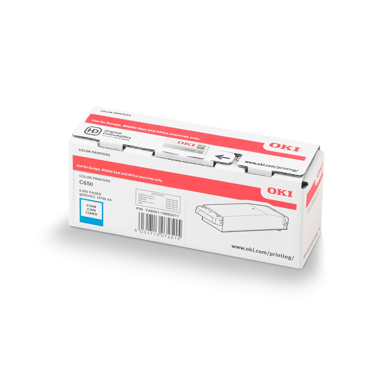 OKI C650, Lasertoner, Cyan, 6000 sider